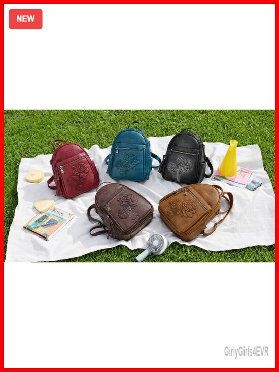 Women\'s Vegan Leather Mini Backpack Purse Embossed Lightweight Travel Daypack main image 5